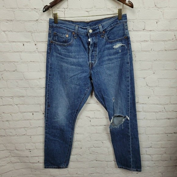 SALE 5/$25 Levi's Womens 501 High Rise Button Fly Skinny Jeans Medium Wash Blue - Picture 1 of 12